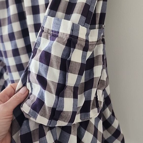 Walter Boho Lagenlook Purple Gingham Cotton Cottagecore V Neck Mini Dress L (F9) - Picture 4 of 14